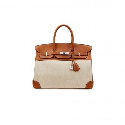 HERMES BIRKIN 35 CALICO AND GOLDEN BROWN LEATHER BAG 8023220073 (35*24*18cm)